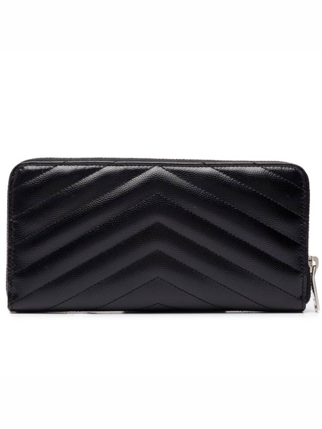 Matelasse Monogram Zipper Long Wallet Black - SAINT LAURENT - BALAAN 4