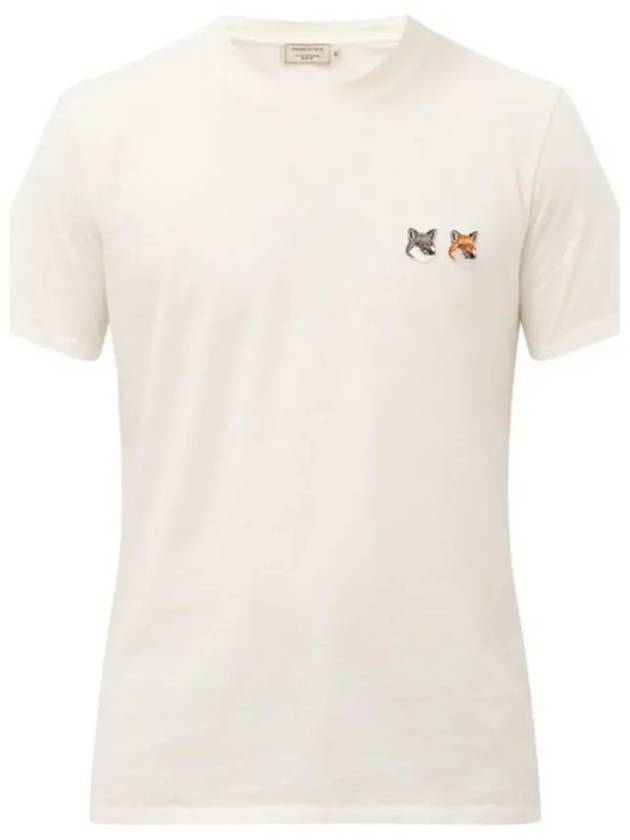 Double Fox Head Patch Classic Short Sleeve T-Shirt Latte - MAISON KITSUNE - BALAAN 2