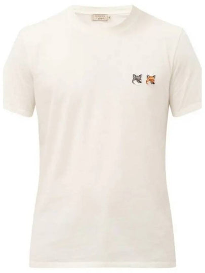 Double Fox Head Patch Classic Short Sleeve T-Shirt Latte - MAISON KITSUNE - BALAAN 2