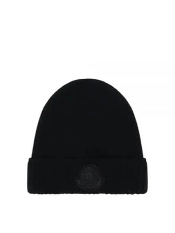 3B00072 M2739 999 Logo Patch Wool Beanie - MONCLER - BALAAN 1