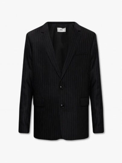 Men's Two Button Virgin Wool Blazer Jacket Black - AMI - BALAAN 2