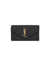 Cassandre Matelasse Large Flap Lambskin Long Wallet Black - SAINT LAURENT - BALAAN 3