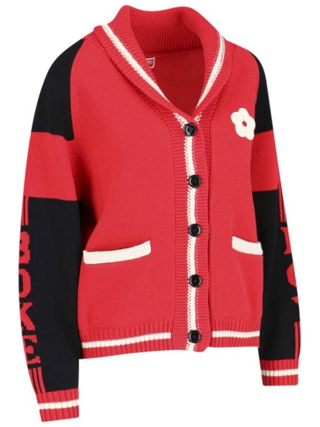 Boke Flower Cotton Cardigan Red - KENZO - BALAAN 3