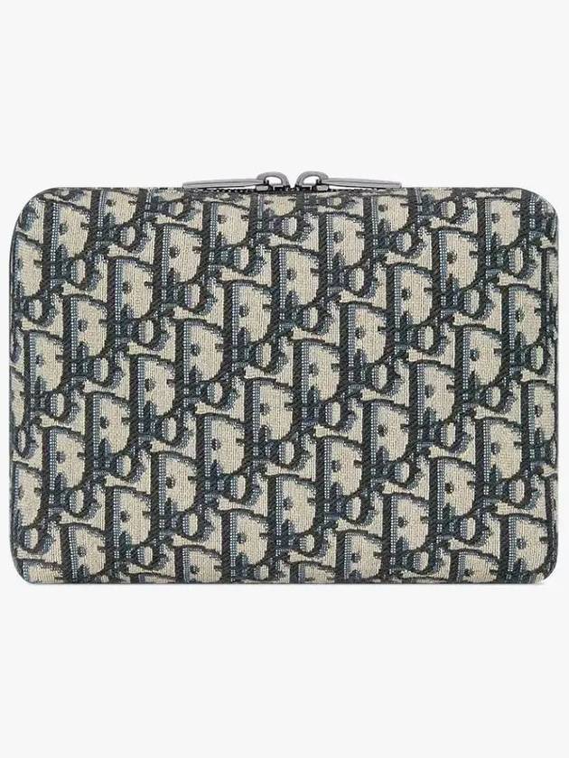 Oblique Jacquard Travel Clutch Bag Black Beige - DIOR - BALAAN 5