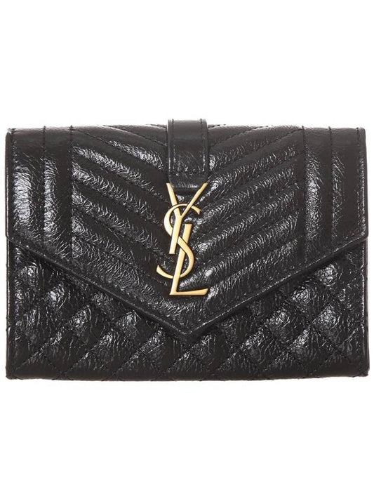 Matelasse Envelope Small Half Wallet Black - SAINT LAURENT - BALAAN 2