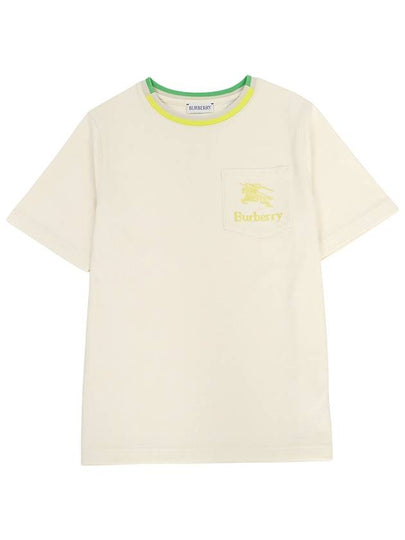 Kids Embroidery Logo Pocket Short Sleeve T-Shirt Cream - BURBERRY - BALAAN 2