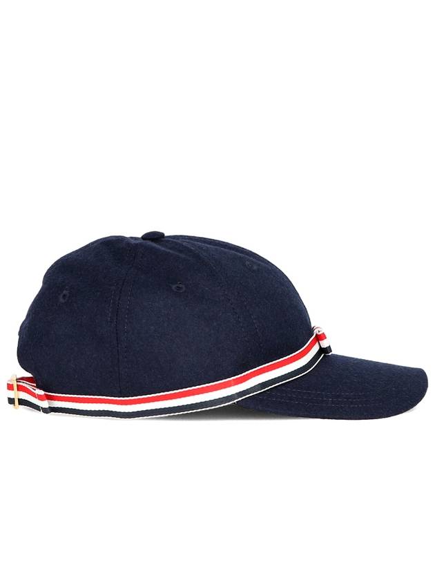 Bow Grosgrain Wool Flannel Ball Cap Navy - THOM BROWNE - BALAAN.