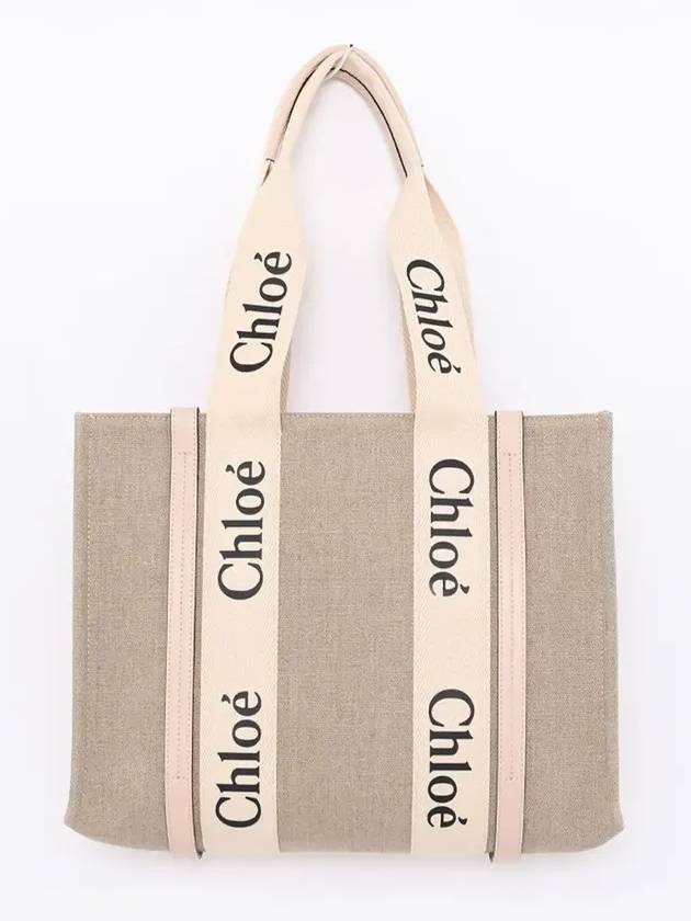 Woody Canvas Medium Tote Bag Cement Pink - CHLOE - BALAAN 4