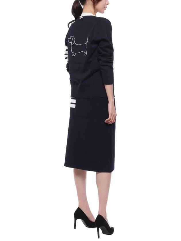 Double Face Merino 4 Bar A Line Skirt Navy - THOM BROWNE - BALAAN 7