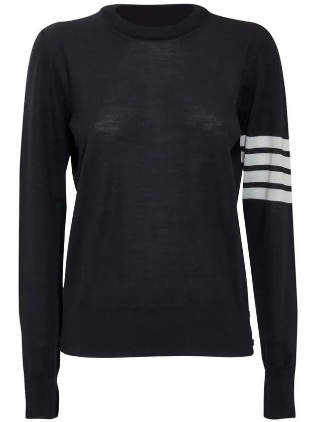 4-Bar Merino Jumper Wool Knit Top Navy - THOM BROWNE - BALAAN 3