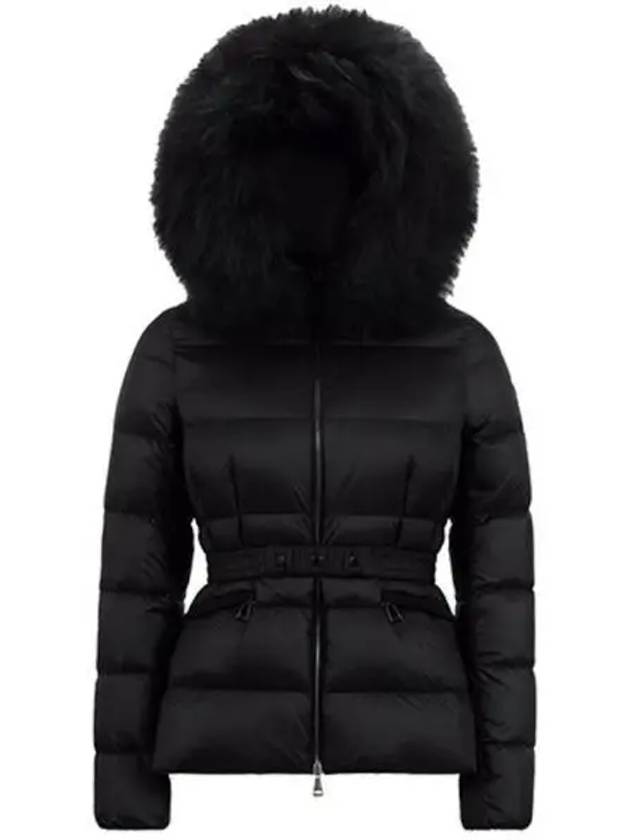 1A00095 595FE 999 BOED Logo Patch Quilted Fur Hood Padding Black Women s TJ 270531 - MONCLER - BALAAN 1