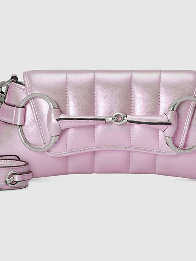 Horsebit Chain Small Pink Iridescent Leather 764339 - GUCCI - BALAAN 4