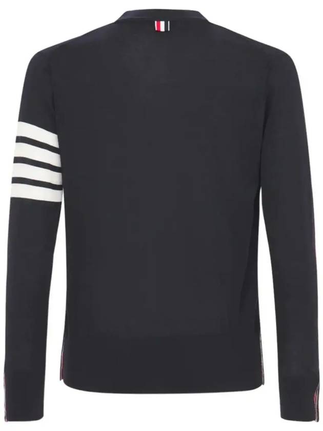 Men's Sustainable Classic Diagonal Wool Cardigan Navy - THOM BROWNE - BALAAN 3