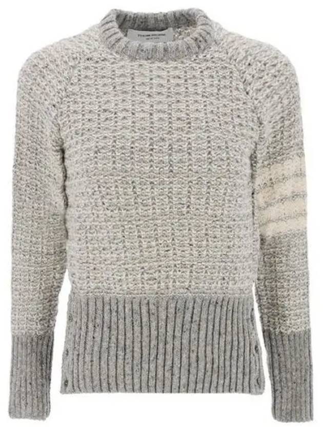 Tuck Stitch Raglan Sleeve Crew Neck Knit Top Grey - THOM BROWNE - BALAAN 2