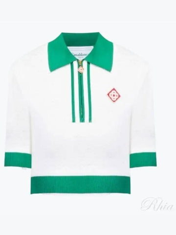 Logo Monogram Polo Zip up Knit WPS24KW58901 - CASABLANCA - BALAAN 1