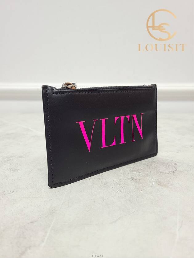 Used luxury goods Lewis It Black pink VLTN logo card holder wallet - VALENTINO - BALAAN 3