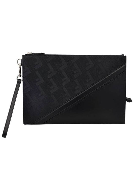 Men's Shadow Diagonal Flat Clutch Bag Black - FENDI - BALAAN 2