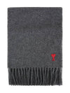 Small Heart Logo Classic Wool Scarf Dark Grey - AMI - BALAAN 3