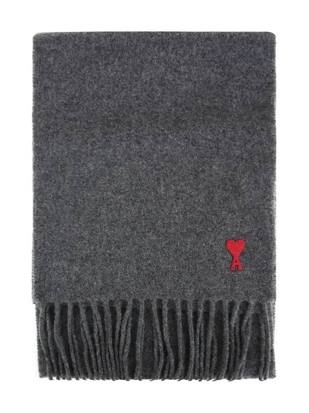 Small Heart Logo Classic Wool Scarf Dark Grey - AMI - BALAAN 2