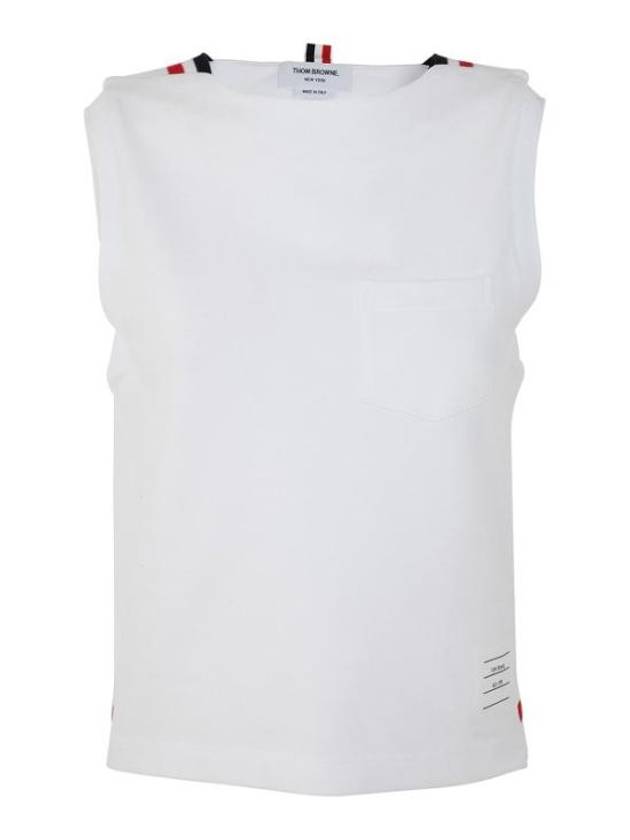 Women's Pick Rib Gusset Boat Neck Sleeveless White - THOM BROWNE - BALAAN 2