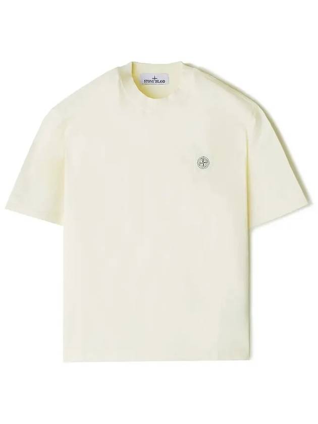 Combed Organic Cotton Jersey Short Sleeve T-Shirt Ivory - STONE ISLAND - BALAAN 2