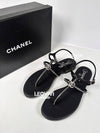 CC logo crystal strap sandals black - CHANEL - BALAAN 4