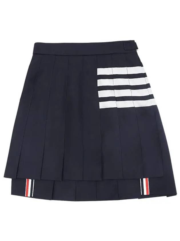 4 Bar Plain Weave Mini Pleated Skirt Navy - THOM BROWNE - BALAAN 2