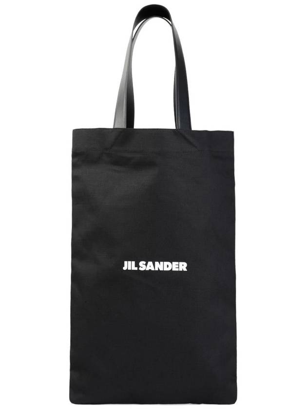 Logo Print Large Cotton Tote Bag Black - JIL SANDER - BALAAN 2