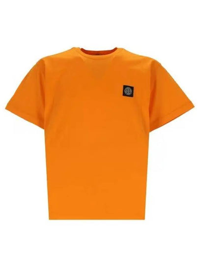 Logo Patch Cotton Short Sleeve T-Shirt Orange - STONE ISLAND - BALAAN 2