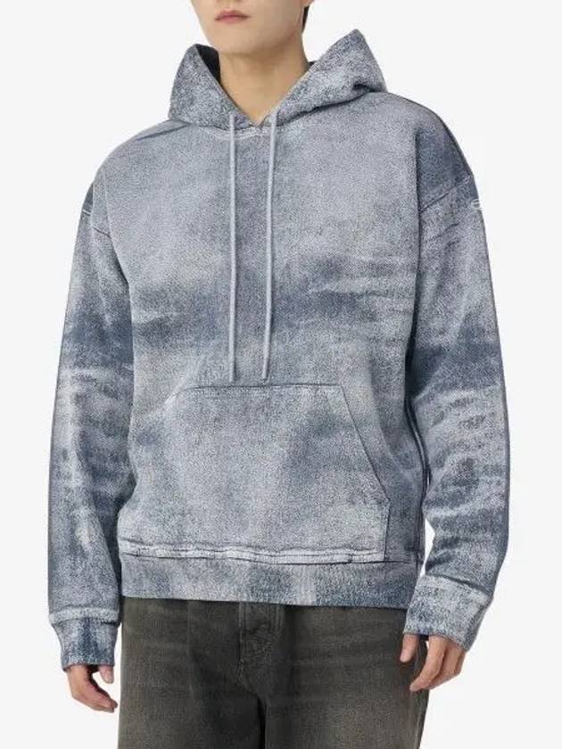 Logo Embroidered Tie Dyed Effect Hoodie Blue - DIESEL - BALAAN 2