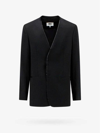 Raw Edge Button Fastening Pocket Jacket Black - MAISON MARGIELA - BALAAN 2