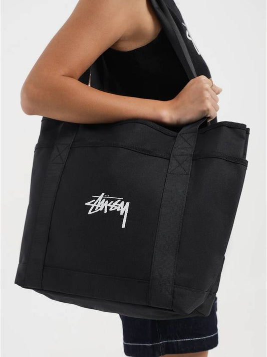 Logo Nylon Tote Bag Black - STUSSY - BALAAN.