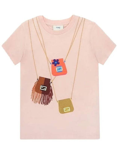 Kids Back Print T Shirt Pink JFI220 7AJ F16WG - FENDI - BALAAN 1