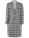 Men's Check Single Coat Grey - THOM BROWNE - BALAAN 2