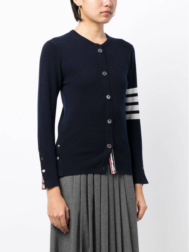 Cashmere Crew Neck Cardigan Navy - THOM BROWNE - BALAAN 4