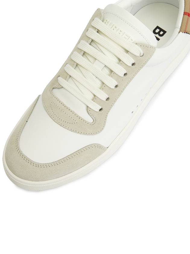 Leather Suede Check Cotton Low Top Sneakers White - BURBERRY - BALAAN 8