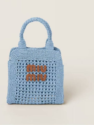 Raffia Crochet Handbag Shoulder Bag Blue - MIU MIU - BALAAN 1