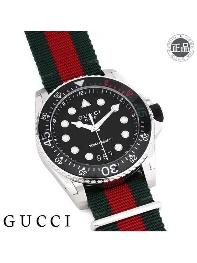 Dive Silver Quartz Web Band Watch Black YA136209A - GUCCI - BALAAN.