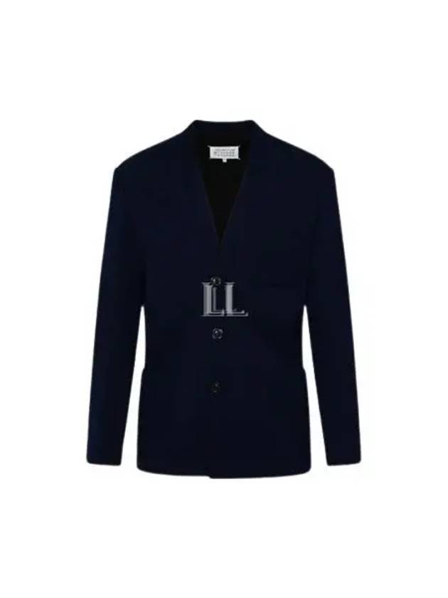 Men's Milano Stitch Wool Jacket Navy - MAISON MARGIELA - BALAAN 2