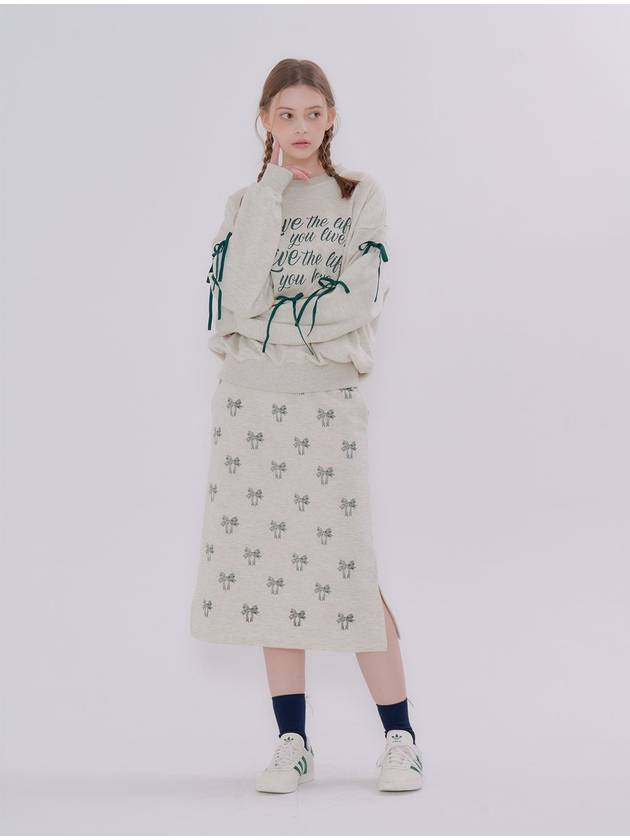 Ribbon Printing H Line Skirt Oatmeal - METAPHER - BALAAN 3