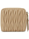 Matelasse Logo Zip Around Half Wallet Sand Beige - MIU MIU - BALAAN 3