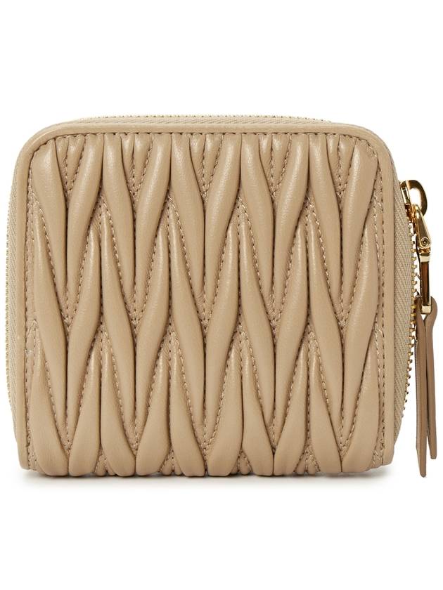 Matelasse Logo Zip Around Half Wallet Sand Beige - MIU MIU - BALAAN 3