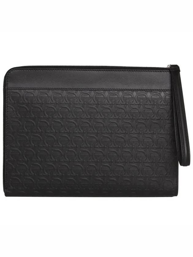 Embossed Gancini Clutch Bag Black - SALVATORE FERRAGAMO - BALAAN 3