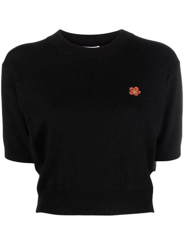 Women's Boke Flower Logo Short Sleeve T-Shirt Black - KENZO - BALAAN 1