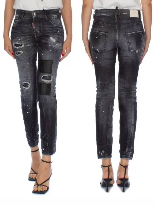 Cool Girl Crop Paint Splatter Jeans Black - DSQUARED2 - BALAAN 2