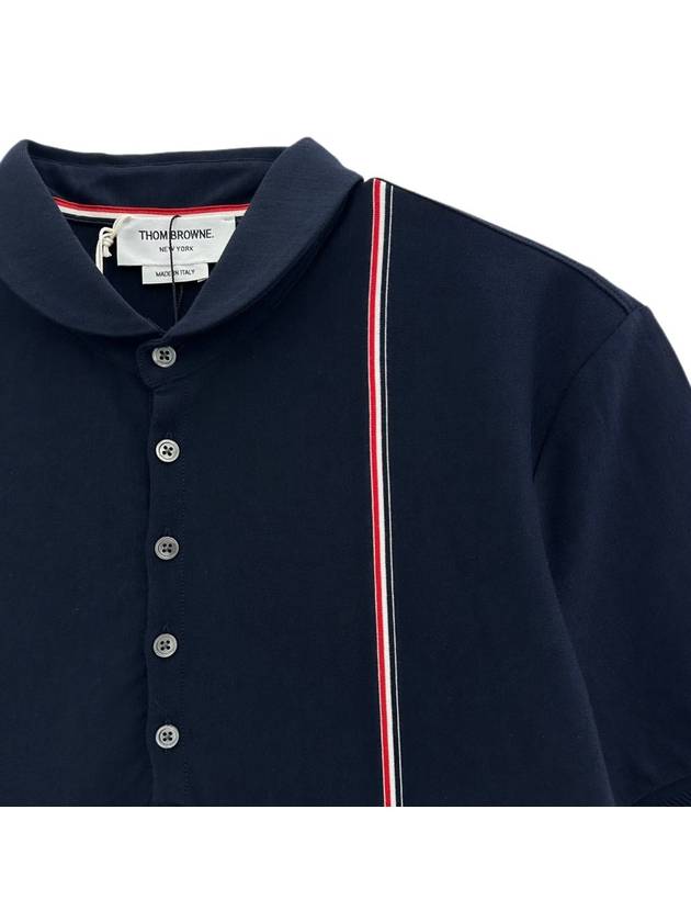 RWB Stripe Polo Shirt Navy - THOM BROWNE - BALAAN 4