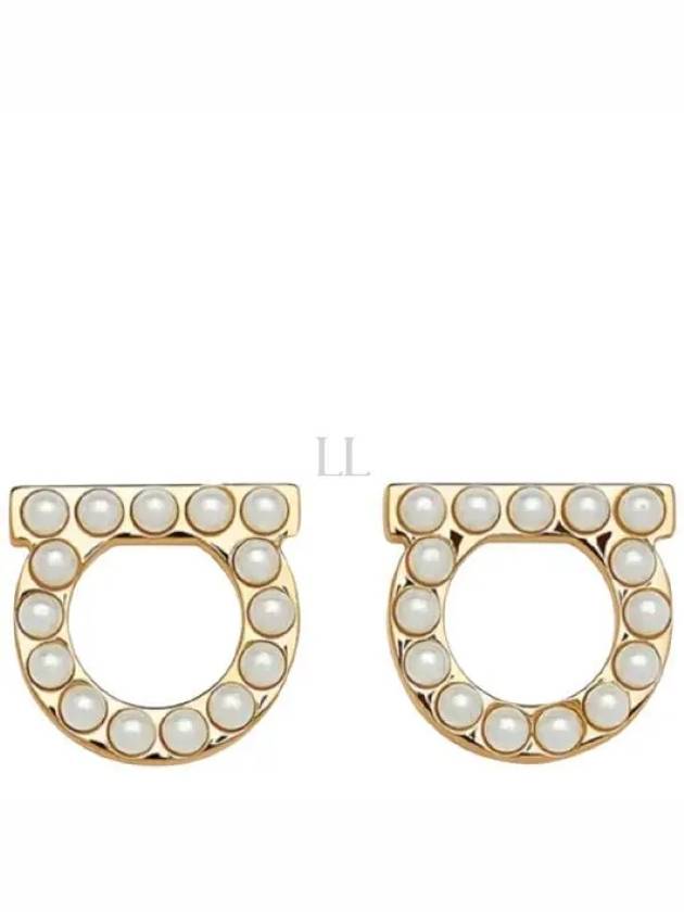 Gancini Pearl Earrings Gold - SALVATORE FERRAGAMO - BALAAN 2