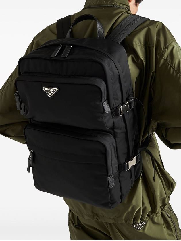 Re-nylon and Saffiano leather backpack black - PRADA - BALAAN 4