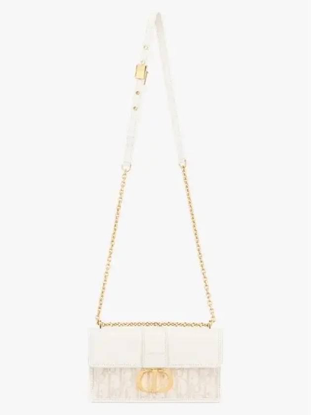 30 Montaigne East West Oblique Jacquard Chain Shoulder Bag Latte - DIOR - BALAAN 6