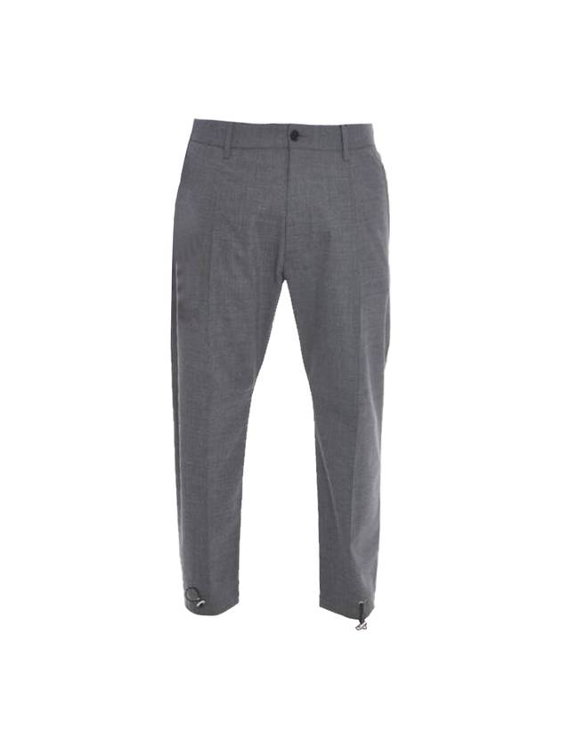 Drawstring Wool Fully Straight Pants Grey - DSQUARED2 - BALAAN 1